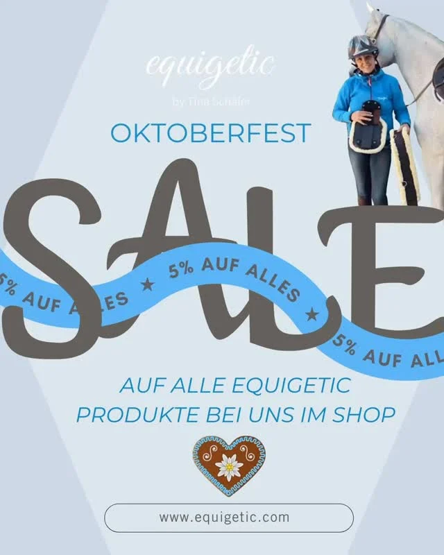 Jetzt im Shop und nur bis 01. November: 5% auf alle Produkte auch auf reduzierte Ware! 

Mit equigetic sichert ihr Wohlbefinden und Entspannung für euer Pferd! Weil weniger Druck der richtige Weg ist. 
#equigetic #equigeticjump #equigeticpad #equigeticpoll #sattelgurt #trense #pferdeliebe #besserfürspferd #reitsport