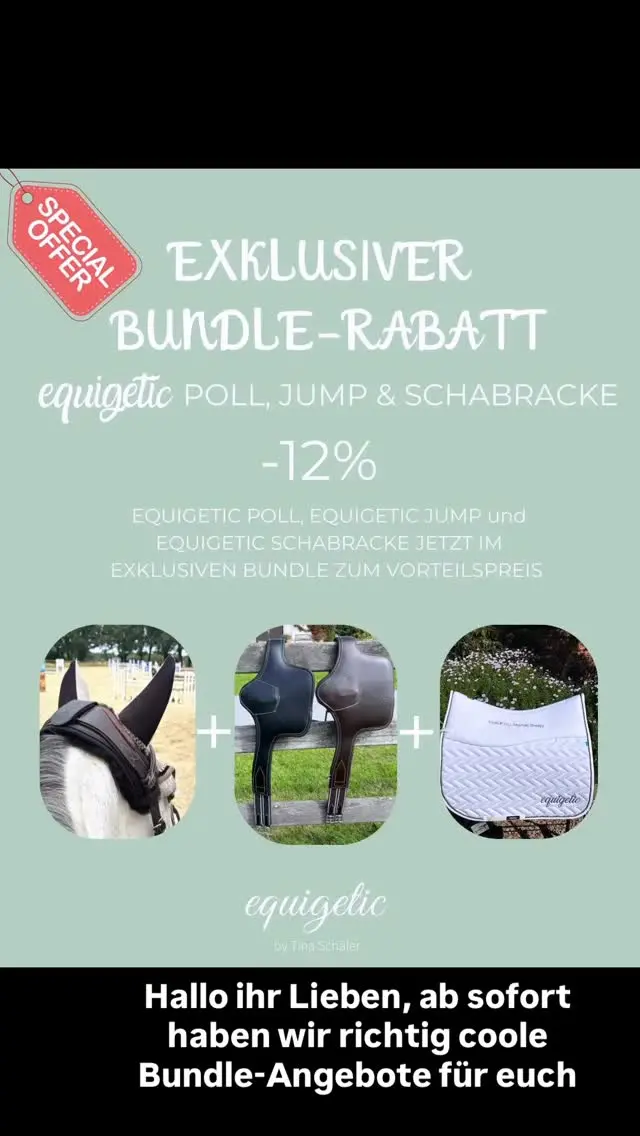 Bundle Zeit ist die beste Zeit um in der Gruppe zu sparen, also sprecht euch ab im Stall und kombiniert eure Bestellungen. Aus Liebe zum Pferd - weil ohne Druck alles einfacher ist 🫶🐴#equigetic 
#equestrian #pferdefreunde #reiten #reitsport 

www.equigetic.com